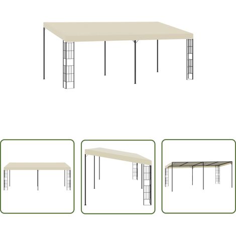 The Living Store Belvédère mural 3x6 m Crème Tissu - Abris Extérieurs - Auvent Mural - Parasol Mural - Protection Solaire - Ombre Extérieure (1/5)