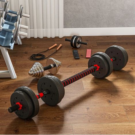 Set manubri 2 in 1 regolabile 15 kg, trasformabile in bilanciere lungo, nero HAVRYA (1/4)