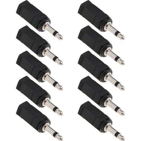 Lntyq 10er-Pack Mono-3,5-mm-auf-Stereo-Buchse-auf-Stecker-Adapter 2-in-1 für Handy-Headset, Computer-Headset (schwarz) (1/5)