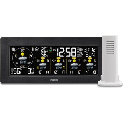 Station météo Wifi – Prévisions 4 jours – Température intérieure/extérieure - Plage -40 à 70 °C – Hygrométrie 1 à 99 % RH – Adaptateur secteur inclus - SW404-BLA (1/3)