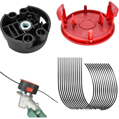 Pour la ligne de coupe Bosch F016800431, bobine de fil pour débroussailleuse Bosch AFS 23 à 37, avec couvercle de bobine F016F04841 et tête de coupe F016F04839, 37 cm × 3,5 mm (10 lignes 1 couvercle 1 (1/5)