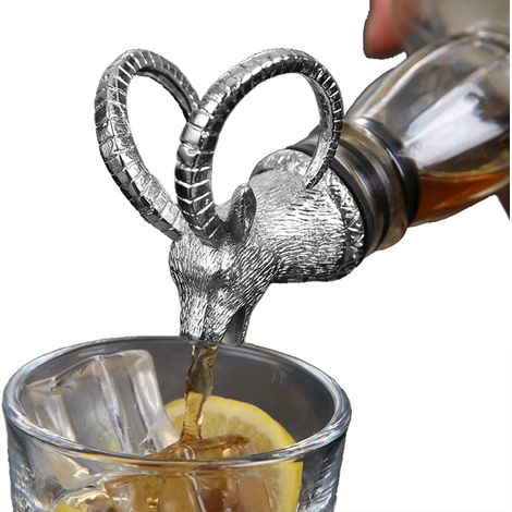 Vertedor de vino metálico con función de aireación, tapón de botella de whisky con forma de animal y revestimiento de caucho de silicona. (1/5)