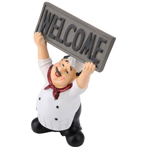 Figurine miniature de chef mignon en résine pour restaurant, décoration de table ou panneau de bienvenue. (1/5)