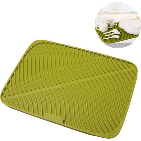 Égouttoir de cuisine, tapis de rangement en silicone pour vaisselle, antidérapant et compatible lave-vaisselle. (1/5)