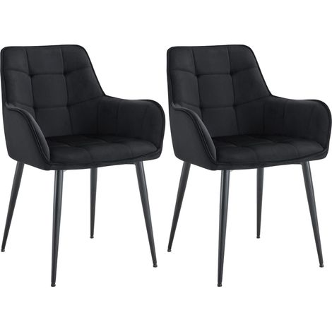 2er Set Esszimmerstuhl Ferndale Samt schwarz