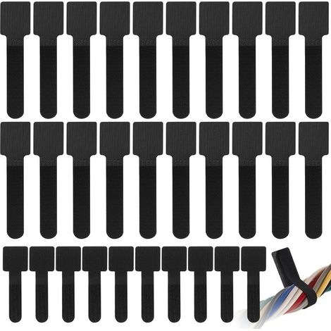 30 Pièces Organisateurs de Câbles Auto Adhésif, Gestion des Câbles Auto-agrippant, Support de Fils avec Scratch, Support de Fils, pour Bureau, Cuisine, TV, Câble de Charge (1/5)