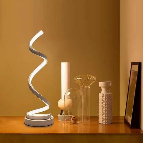 spirale LED Lampe de bureau 24W blanc chaud dimming incurvée lampe de table LED design minimaliste Creative Acrylique (1/3)