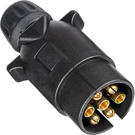 Prise Remorque 7 Broches, 12V Étanche Connecteur Prise Remorque 7 Broches Mâle, pour Caravane RV Voiture Bateau (Extrémité à Vis) (1/5)