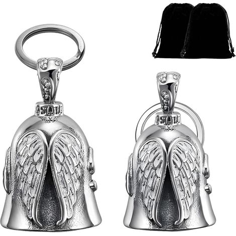 Guardian Bell Clochette Moto Guardian Ride Bell Acier Inoxydable Moto en Forme d'ange Gardien à Suspendre, Lucky Bell pour Vélos etc. (1/5)