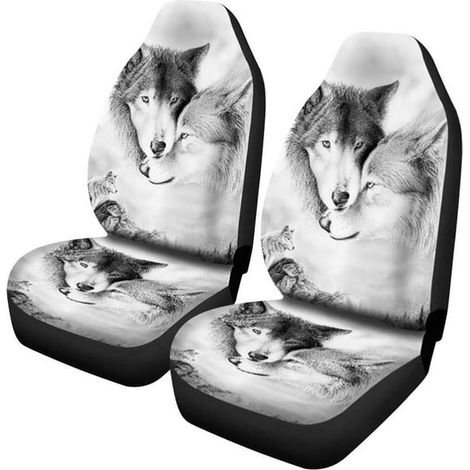 Coque de protection respirante pour sièges avant de voiture, lot de 2, motif ours fraise électronique, housse auto respirante, protection siège auto, style mignon. (1/4)