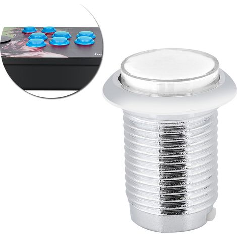 Bouton de remplacement rond plaqué de 32 mm pour machine de jeu avec lumière (blanc) (1/5)