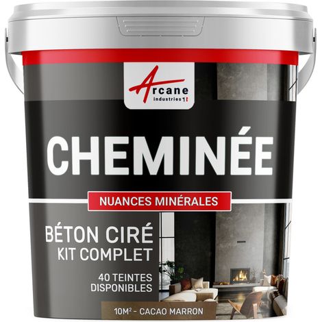 Béton ciré cheminée, kit avec primaire et vernis - 10 m² (en 2 couches) Cacao Marron - ARCANE INDUSTRIES