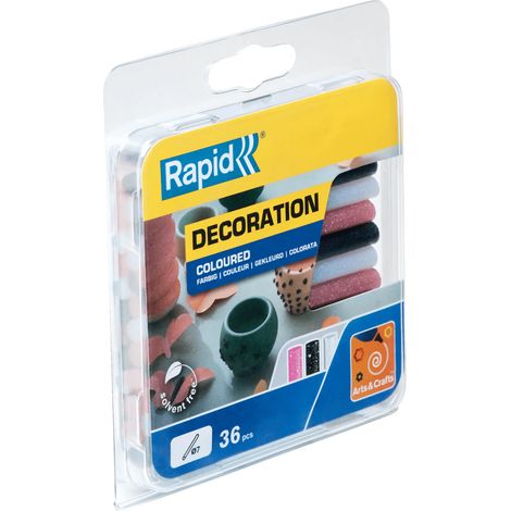 RAPID - Colle - Décoration - Pailletée Blanc/Noir/Or-rose universelle Ø7mm - 90mm x 36 sticks (115g) - Toutes applications, métal, plastique, bois, matériaux poreux, ect - Blister - (5001422)