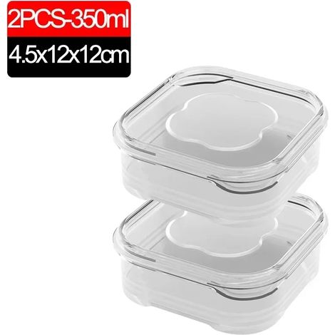 (2 pièces - 350 ml) Petites boîtes de conservation pour réfrigérateur, idéales pour la viande et les légumes surgelés. Boîte de rangement transparente et hermétique pour la cuisine. (1/5)