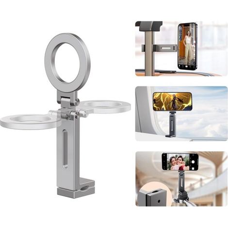 Magnetische Handyhalterung fürs Flugzeug, Reiseaccessoires, freihändige Handyhalterung aus Metall für die Flugzeugsitzlehne, Handyhalter (1/4)
