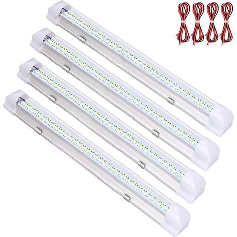 Lot de 4 Ruban LED 12V, Interrupteur marche/arrêt, Adhésif double face, Éclairage intérieur Camping-car, Caravane, Bateau (1/5)