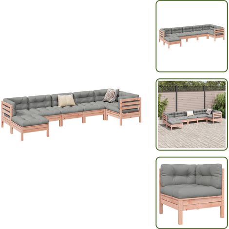 The Living Store Salon de jardin 7 pcs et coussins bois massif sapin de douglas - Canapé d'angle (1/5)