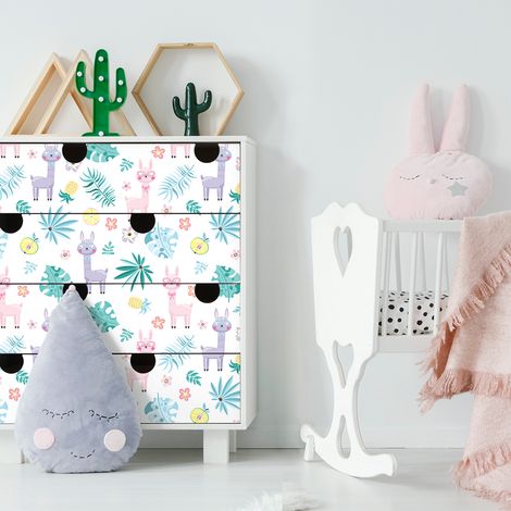 Sticker meuble enfant lamas et feuilles de palmiers 60 x 90 cm (1/5)
