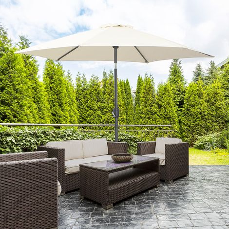 Ombrellone da giardino Ø260x235 cm beige in alluminio con manovella e inclinazione regolabile (1/5)