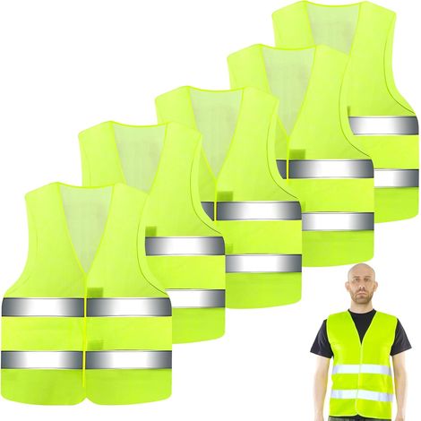 Gilet De Sécurité, Vert Fluorescent Gilet Haute Visibilité Unisexe Gilet Réfléchissant à 360°, Gilets De Sécurité Avec Des Bandes Réfléchissantes Pour Nettoyants Conducteurs Travailleurs (1/5)