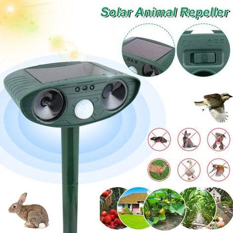 Ultraschall-Solar-Abwehr für Tiere - Vertreibt Mäuse, Füchse, Eichhörnchen - Mit leistungsstarker LED