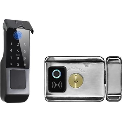 Serrure de Porte Intelligente sans clé, étanche, avec Empreintes digitales, Code d'accès extérieur, Carte RFID (1/5)