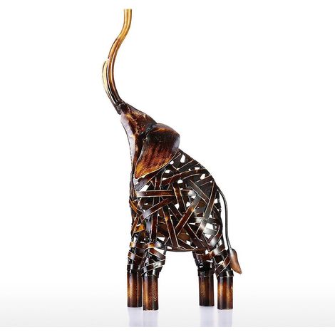 Éléphant en métal tressé, sculpture en fer Tooarts, objet de décoration artisanale, sculpture animale (1/5)