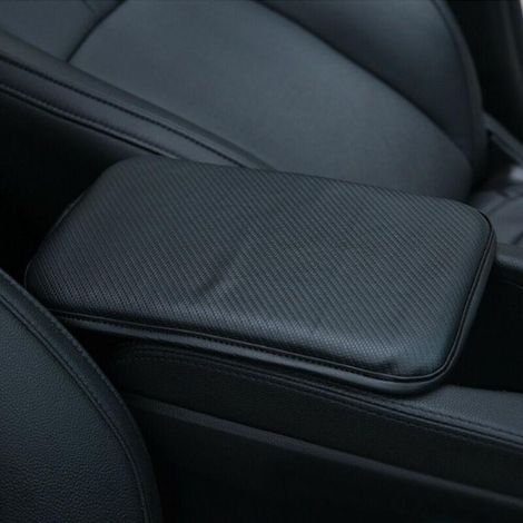 Coussin d'accoudoir de voiture en cuir, housse de console centrale, tapis de protection, accessoire intérieur auto, garniture de confort, couvre-accoudoir, matelassé, universel, noir, élégant et durab (1/5)