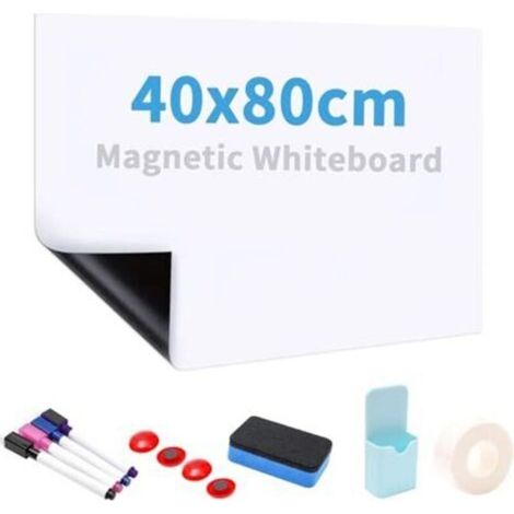 Magnetische Whiteboard-Tafel 40 x 80 cm, trocken abwischbare Tafel für glatte Wände, leicht zu beschreiben und zu reinigen, weiße Magnettafel für Büro, Schule, Küche, inklusive Marker und Schwamm (1/4)