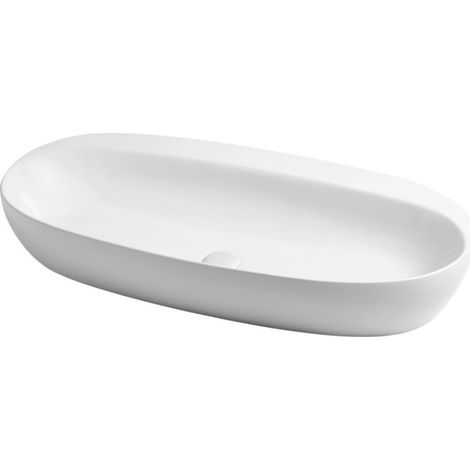 Lavabo Circle appoggio 90x40 ovale in ceramica bianco lucido di (1/2)
