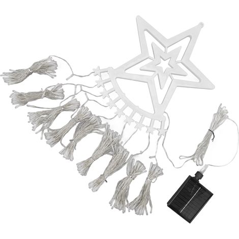 Guirlande lumineuse sapin de Noël en cascade solaire 350 LED 8 modes étanche avec télécommande pour extérieur lumière blanche (1/5)