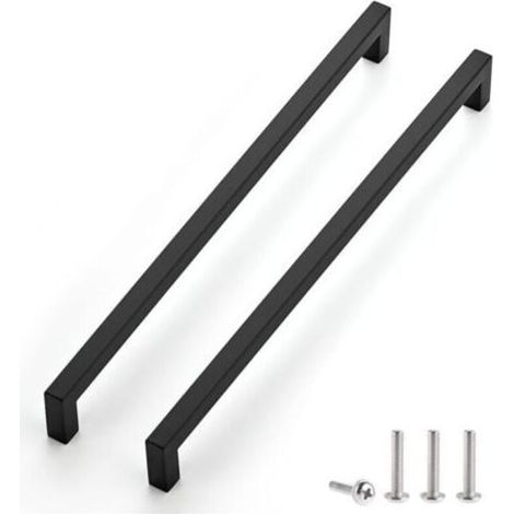 Vente De Gros- Lot De 2 Poignées De Meuble Noires De L’entraxe 288 Mm Pour Armoires De Cuisine, Poignées De Tiroir En Acier Inoxydable, Poignées De Porte Noires Pour Armoires De Cuisine (1/4)
