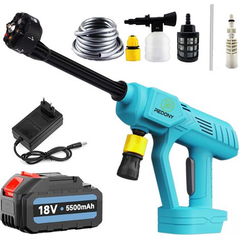 Elektrische Hochdruckreinigungsmaschine, Akku-Kreismaschine, Hochdruck-tragbare Auto-Hochdruckstange,+1 5.5A battery+charger, kompatibel mit Makita-Batterien