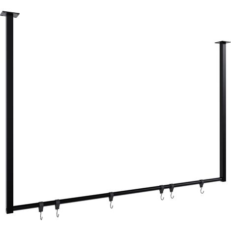 Appendiabiti/appendiabiti sospeso con 6 ganci 120x80 cm acciaio verniciato a polvere nero 100009042