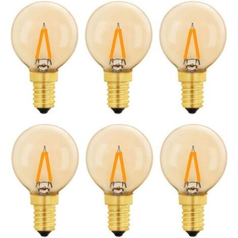 Pair G40 Vintage Mini E14 LED-Glühbirne 1W, bernsteinfarbene Edison E14 Ersatzbirne 10W für dekorative Beleuchtung, warmweiß 2200K, nicht dimmbar, 6er-Pack