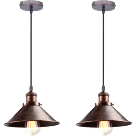 2X Lampes À Suspension Rétro Vintage Lustre 22CM E27 Plafonnier Industriel Abat-Jour En Métal Pour Loft Restaurant Café Bar (1/5)