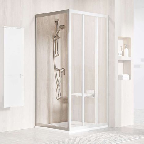 Ravak Supernova - Paroi de douche APSS-90, 87-91 cm, satiné/verre transparent 94070UR2Z1 (1/4)