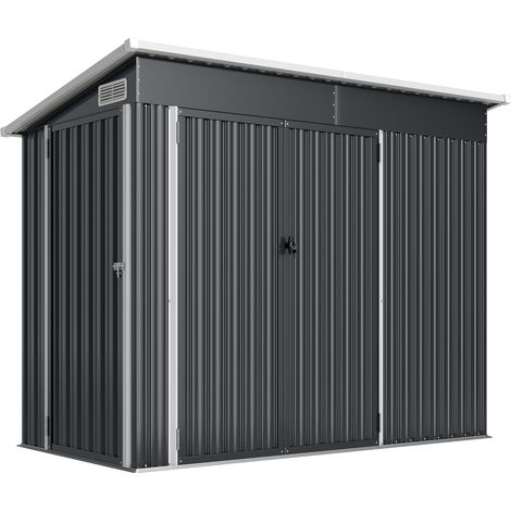 Casetta Box da Giardino 234x132x185 cm con 3 Porte Bloccabili in Acciaio Grigio Scuro (1/5)