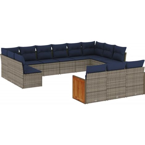 Maison Exclusive - 13-teiliges Gartensofa-Set mit Kissen, grau, P (1/5)