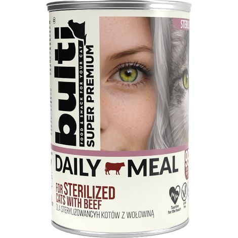 BULTI Repas Quotidien Stérilisé Aliment Humide pour Chat Bœuf et Poulet 400g (1/4)