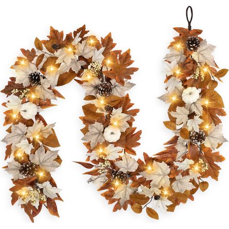 Couronne de décoration d'automne lumière chaude convient pour l'extérieur l'intérieur Noël cheminée cadre porte (1/4)