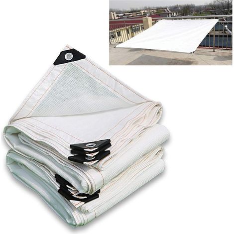 Voile d'ombrage, pare-soleil pour pergola, tissu d'ombrage blanc, bâche en maille d'ombrage haute densité, pour terrasse, patio, pergola, arrière-cour, 1 x 1 m (1/5)