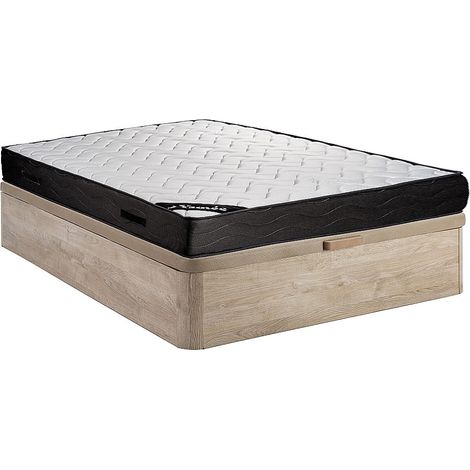 Set 160x200cm Rete vano Naturale chiaro + Mater. molle insac. 7 zone e memory foam sp.24cm - MERISI di YSMÉE