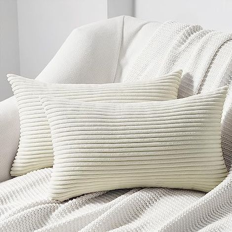 30×50×2cm Kissenbezug, 2er-Set, knitterfreier Cord, gestreiftes Muster, Lendenkissenbezug für Sessel und Sofa im Boho-Stil, skandinavischer Stil (1/4)