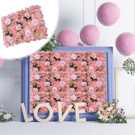 Set von 12 Dekorationstafeln in Form von künstlichen Rosen - Tapeten für Party, Hochzeit, Brautdusche, Vorgeburtsfeier, Weihnachten, Heimdekoration, 60 x 40 cm (rosa) (1/5)