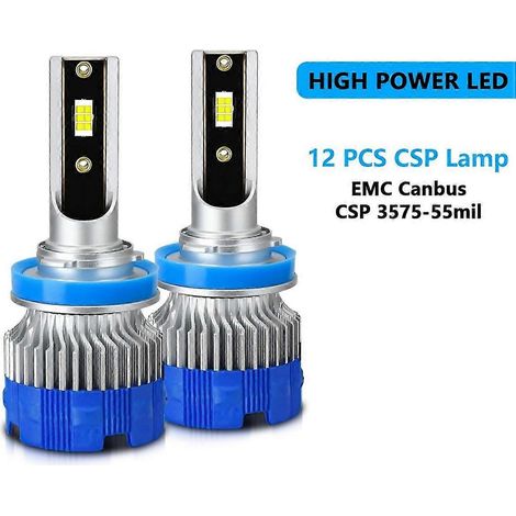 Bombillas LED H11 para faros antiniebla, faros delanteros Canbus para coche, 50 W, 5000 lúmenes, luz blanca fría de 6000 K, reemplazo de luces diurnas (DRL). (1/4)
