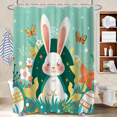 Rideau de douche en polyester 180x180 avec œillets protection douche pour baignoire d’angle (1/5)