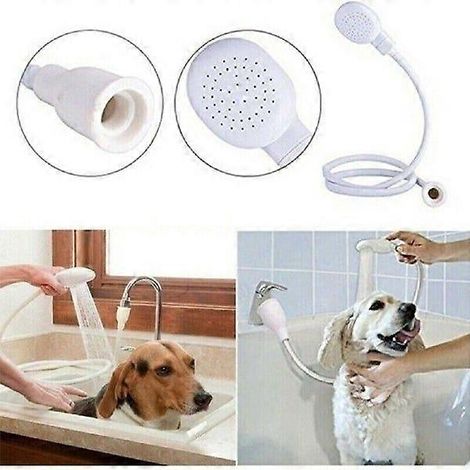 Tuyau de douche polyvalent de 130 cm pour animaux de compagnie, compatible avec robinet et douche - Matériau ABS blanc (1/5)