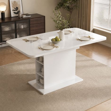 FurnitureR 130cm Space Saving Dining Table with Storage Shelf (1/5)