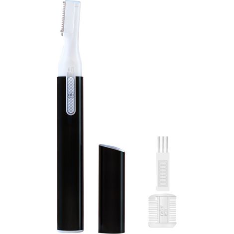 Maquinilla eléctrica de precisión para cejas con carcasa resistente.